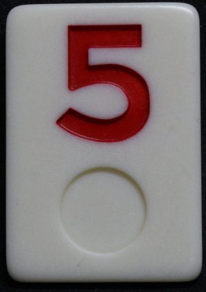 PARTS ONLY - Rummy - O Board Game - (1) Red Number 5 Tile Only