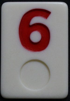 PARTS ONLY - Rummy - O Board Game - (1) Red Number 6 Tile Only
