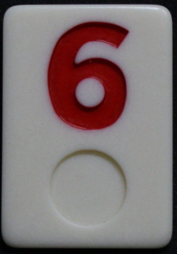 PARTS ONLY - Rummy - O Board Game - (1) Red Number 6 Tile Only