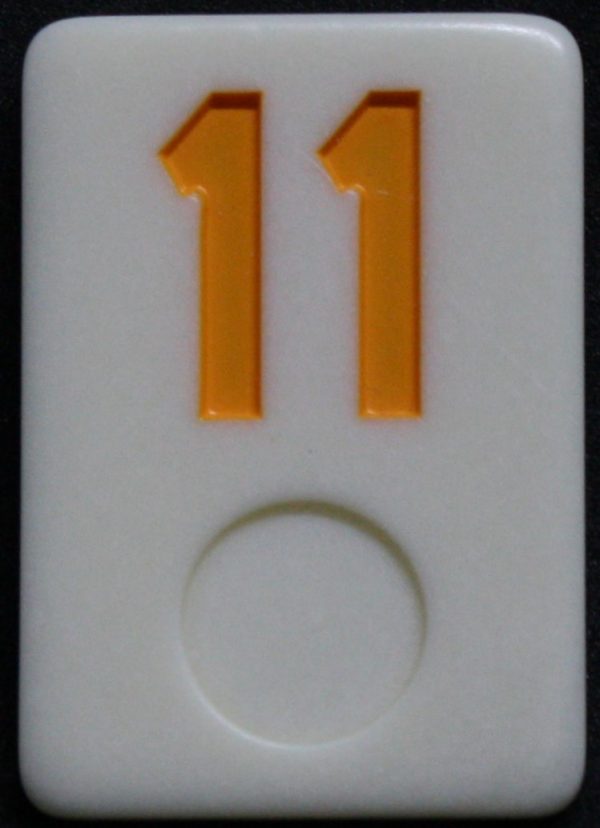 PARTS ONLY - Rummy - O Board Game - (1) Yellow Number 11 Tile Only