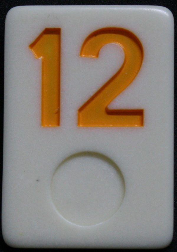 PARTS ONLY - Rummy - O Board Game - (1) Yellow Number 12 Tile Only