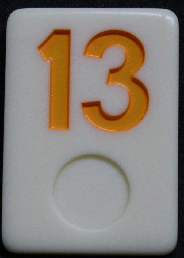 PARTS ONLY - Rummy - O Board Game - (1) Yellow Number 13 Tile Only