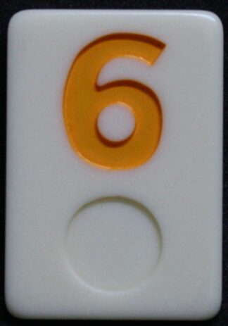 PARTS ONLY - Deluxe Rummy O Board Game - (1) Yellow Number 6 Tile Only