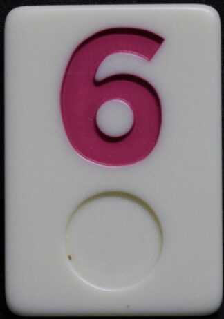 PARTS ONLY - Deluxe Rummy O Board Game - (1) Pink Number 6 Tile Only