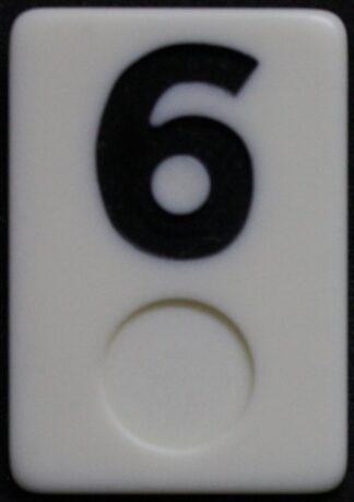 PARTS ONLY - Deluxe Rummy O Board Game - (1) Black Number 6 Tile Only
