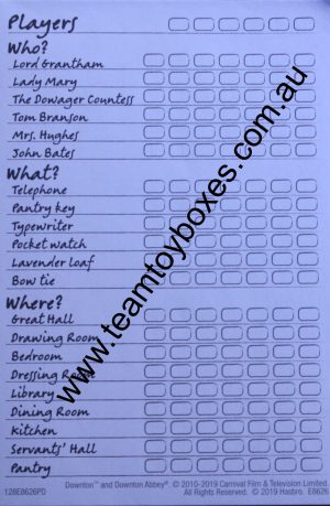 PARTS ONLY - Clue Downton Abbey Board Game - (1) Notebook Page Only