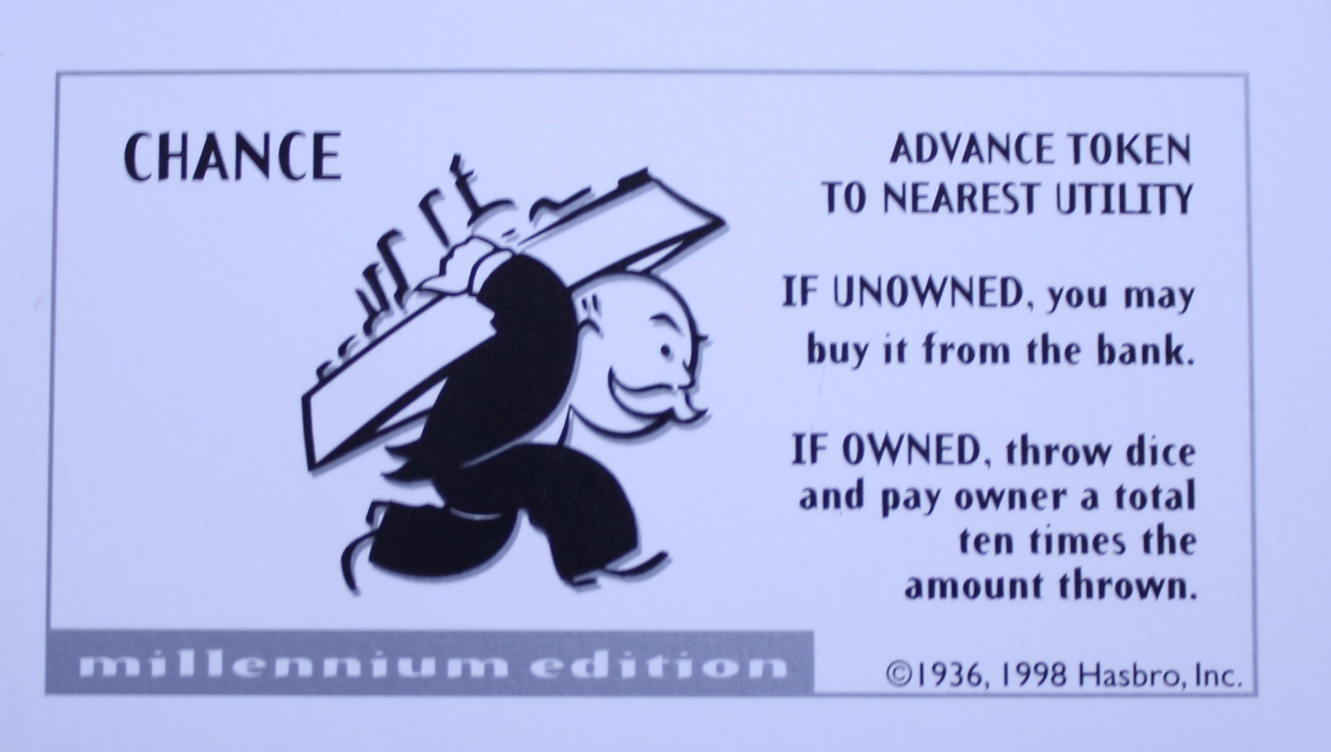 PARTS ONLY - Monopoly Board Game 2000 Millennium Tin Edition - #12 Chance Card Only