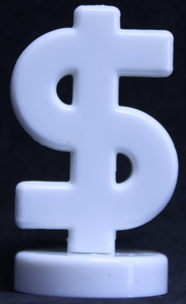 PARTS ONLY - Call Up Put Down Stockmarket Options Board Game - (1) White Dollar Sign Token Only