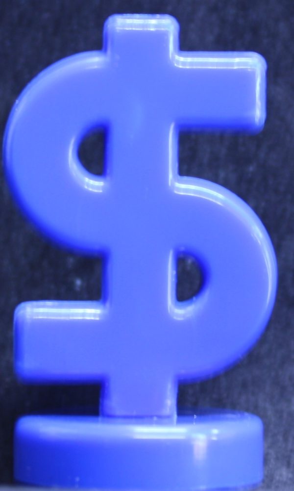 PARTS ONLY - Call Up Put Down Stockmarket Options Board Game - (1) Blue Dollar Sign Token Only