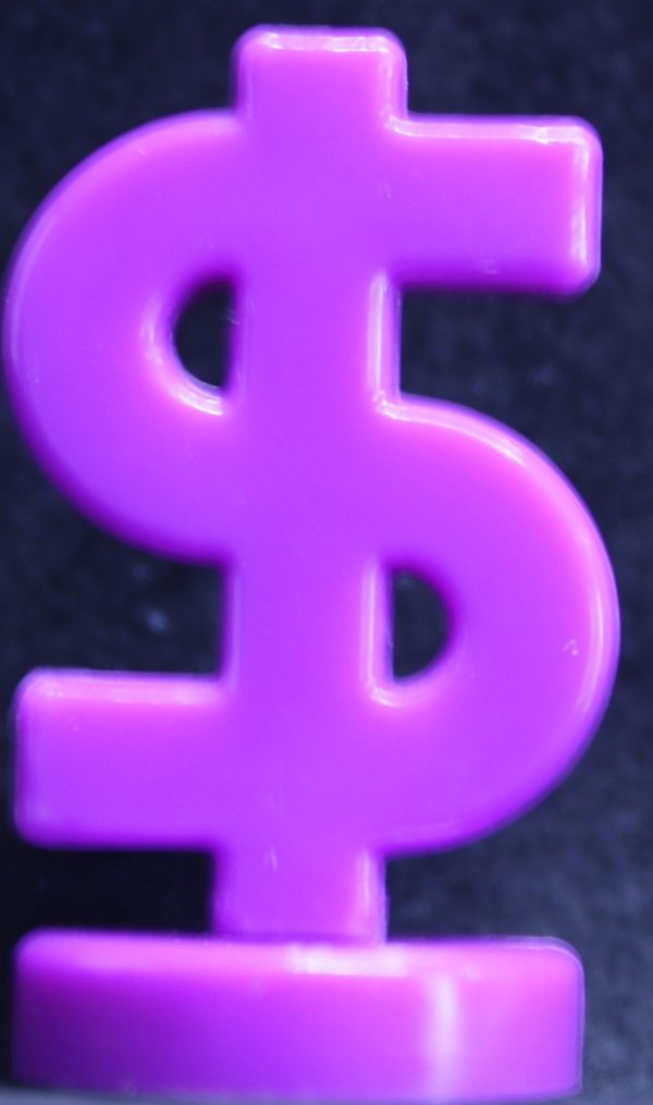 PARTS ONLY - Call Up Put Down Stockmarket Options Board Game - (1) Purple Dollar Sign Token Only