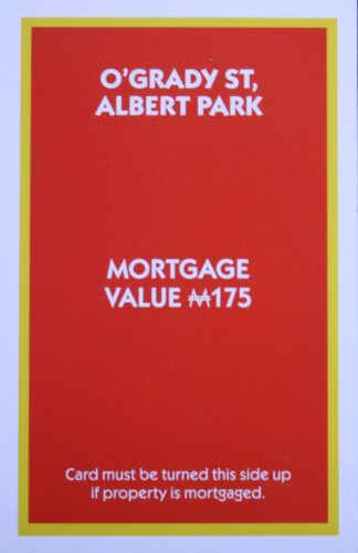PARTS ONLY - Monopoly "The Block" (2018) Board Game - (1) O'Grady Albert Park Title Deed Only