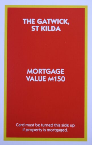 PARTS ONLY - Monopoly "The Block" (2018) Board Game - (1) The Gatwick St Kilda Title Deed Only
