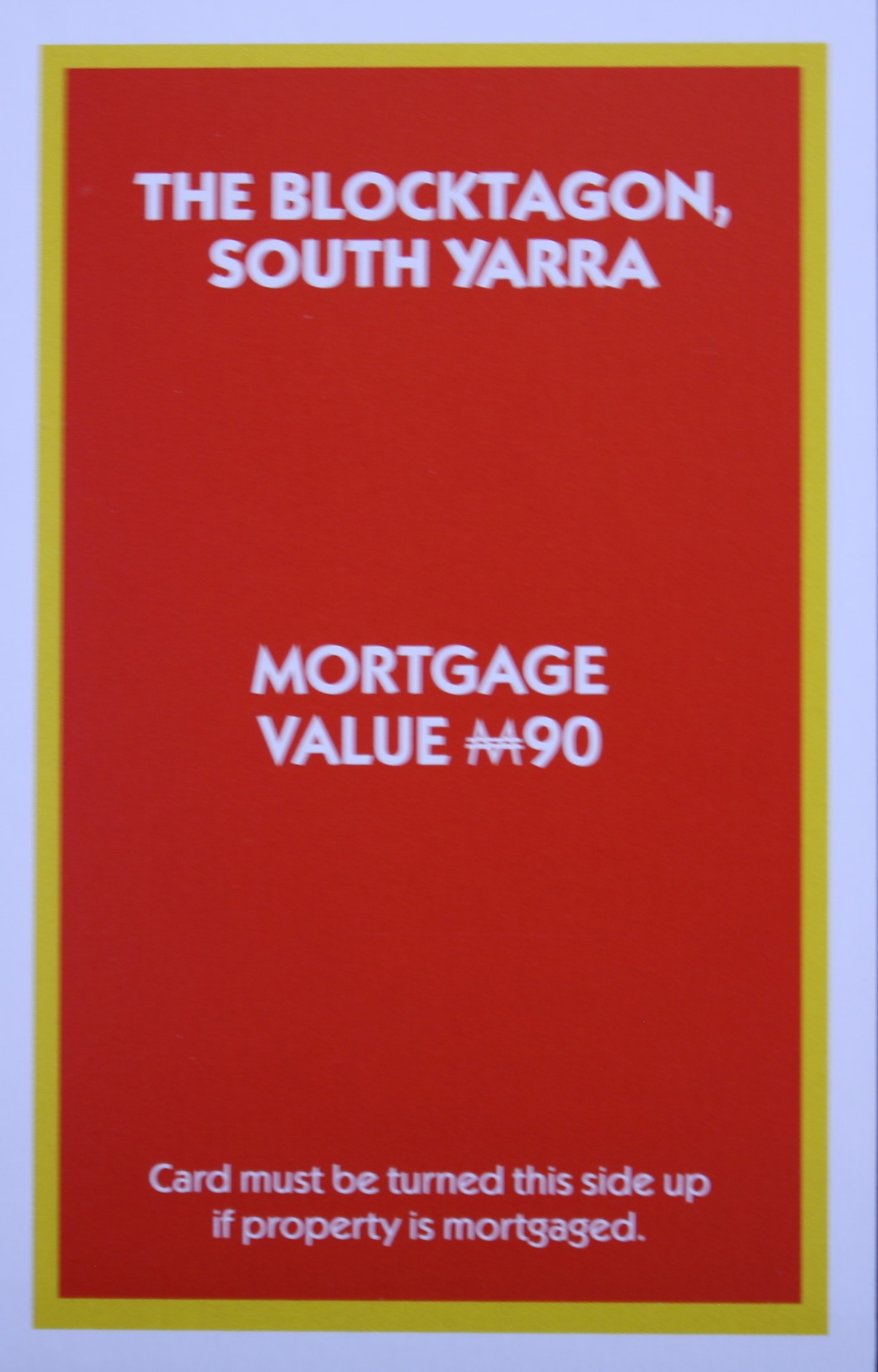 PARTS ONLY - Monopoly "The Block" (2018) Board Game - (1) The Blocktagon South Yarra Title Deed Only