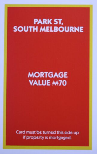 PARTS ONLY - Monopoly "The Block" (2018) Board Game - (1) Park St. South Melbourne Title Deed Only
