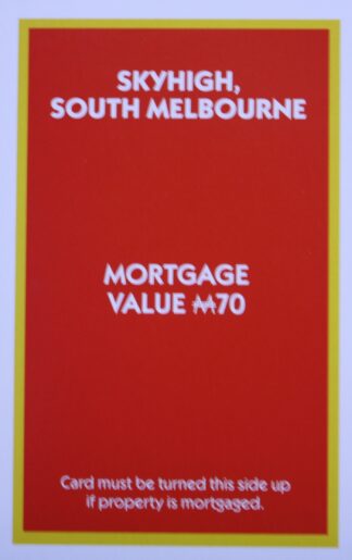 PARTS ONLY - Monopoly "The Block" (2018) Board Game - (1) Skyhigh South Melbourne Title Deed Only