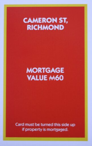 PARTS ONLY - Monopoly "The Block" (2018) Board Game - (1) Cameron St. Richmond Title Deed Only