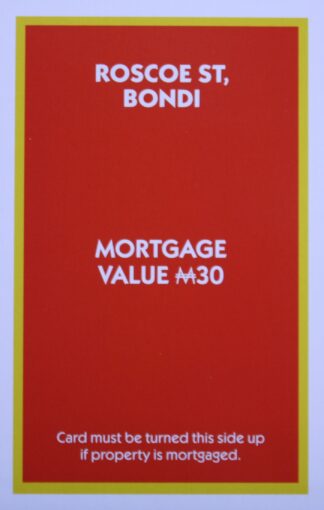 PARTS ONLY - Monopoly "The Block" (2018) Board Game - (1) Roscoe St. Bondi Title Deed Only