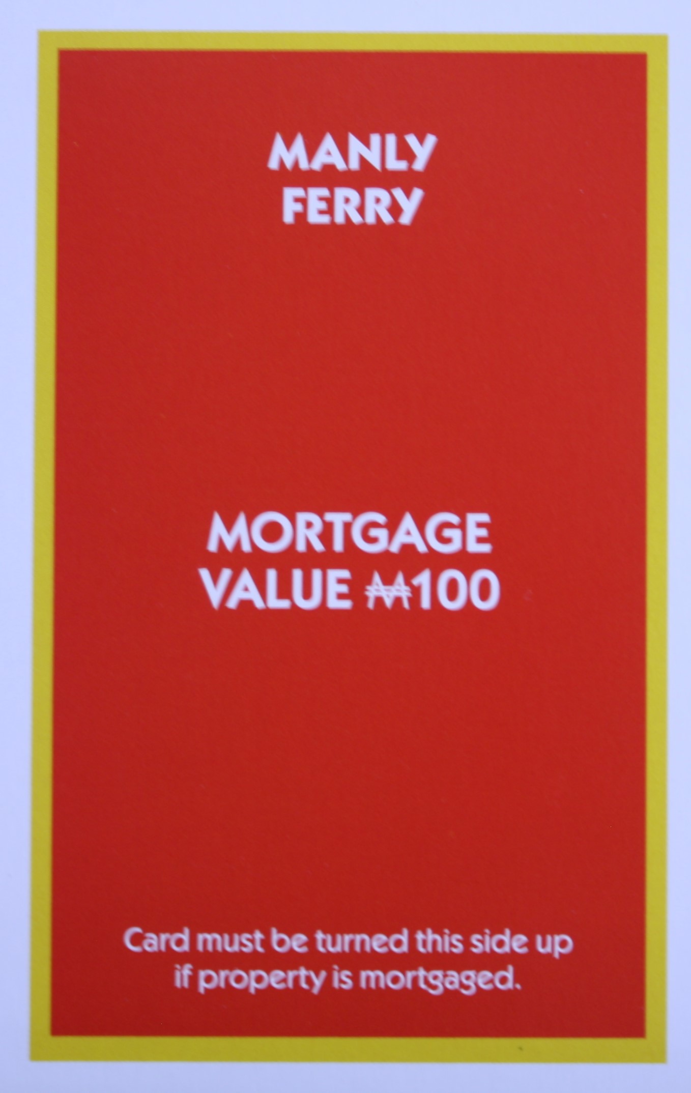 PARTS ONLY - Monopoly "The Block" (2018) Board Game - (1) Manly Ferry Title Deed Only