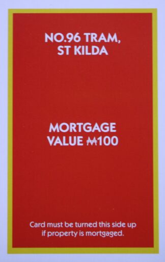 PARTS ONLY - Monopoly "The Block" (2018) Board Game - (1) No. 96 Tram St. Kilda Title Deed Only