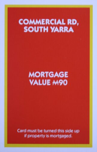 PARTS ONLY - Monopoly "The Block" (2018) Board Game - (1) Commercial Rd. South Yarra Title Deed Only