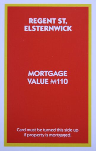 PARTS ONLY - Monopoly "The Block" (2018) Board Game - (1) Regent St. Elsternwick Title Deed Only