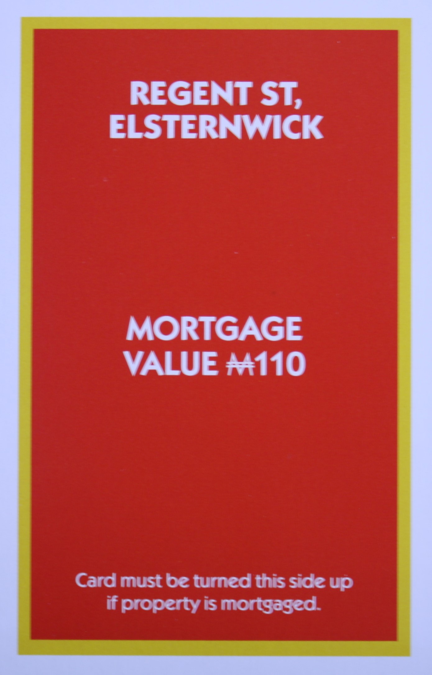 PARTS ONLY - Monopoly "The Block" (2018) Board Game - (1) Regent St. Elsternwick Title Deed Only