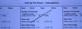 PARTS ONLY - Call Up Put Down Stockmarket Options Board Game - (1) Double Sided Calculations Page Only