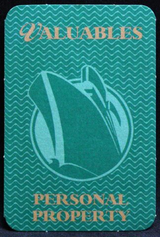 PARTS ONLY - Titanic The Board Game - (1) Green Valuables Personal Property Card Only