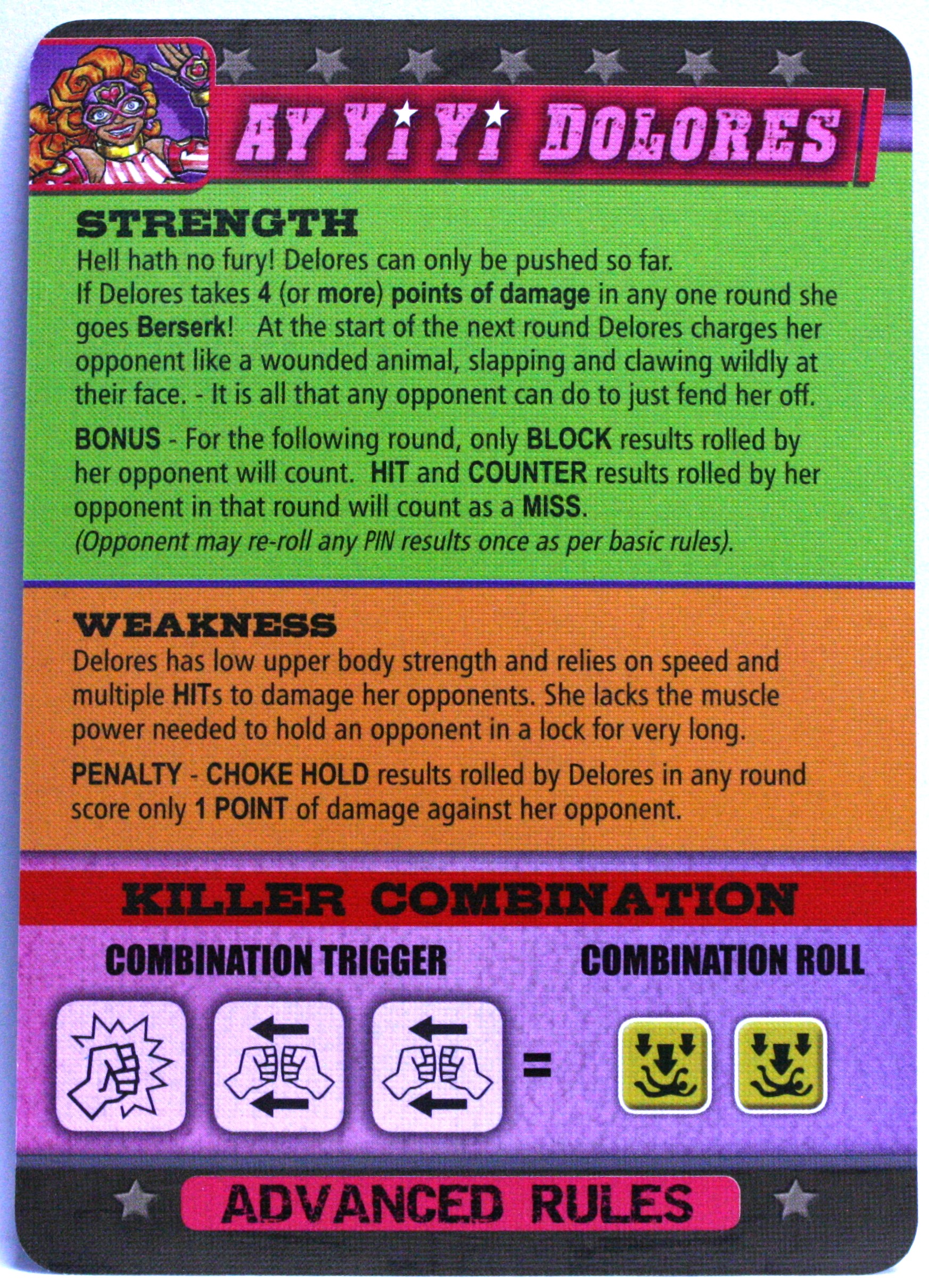 PARTS ONLY - Luchador! Mexican Wrestling Dice Board Game - (1) Pack of 9 Luchador Advanced Rules Cards Only