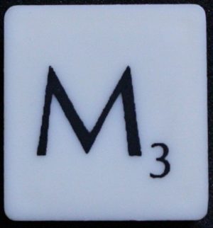 PARTS ONLY - Scrabble Board Game 1988 Murfett Regency Version - (1) Letter Tile M Only