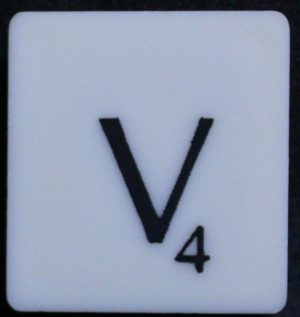 PARTS ONLY - Scrabble Board Game 1988 Murfett Regency Version - (1) Letter Tile V Only