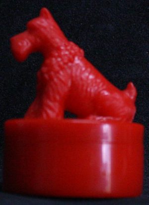 PARTS ONLY - Monopoly Travel World Tour Board Game (1) Red Dog Playing Piece with self-inking stamps Only