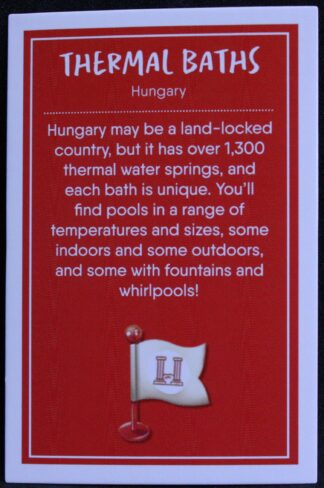 PARTS ONLY - Monopoly Travel World Tour Board Game (1) Thermal Baths Destination Card Only