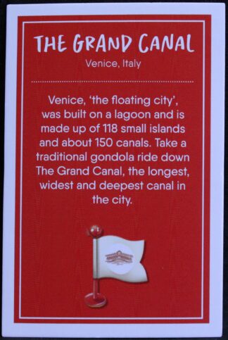 PARTS ONLY - Monopoly Travel World Tour Board Game (1) The Grand Canal Destination Card Only