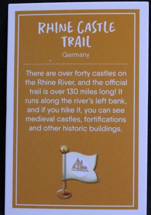 PARTS ONLY - Monopoly Travel World Tour Board Game - (1) Rhine Castle Trail Destination Card Only