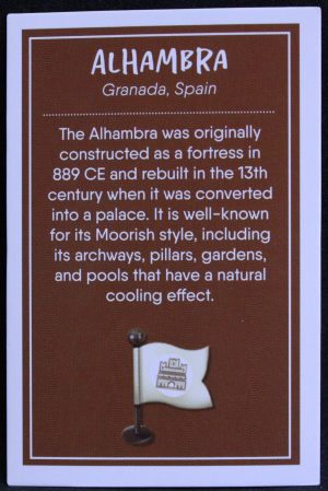 PARTS ONLY - Monopoly Travel World Tour Board Game - (1) Alhambra Destination Card Only