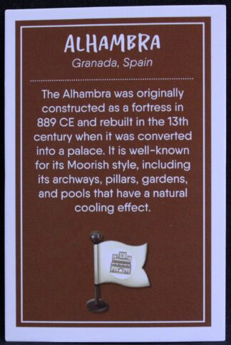 PARTS ONLY - Monopoly Travel World Tour Board Game - (1) Alhambra Destination Card Only