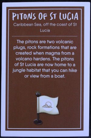 PARTS ONLY - Monopoly Travel World Tour Board Game - (1) Pitons of St Lucia Destination Card Only