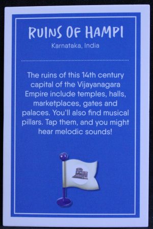 PARTS ONLY - Monopoly Travel World Tour Board Game - (1) Ruins of Hampi Destination Card Only