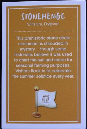 PARTS ONLY - Monopoly Travel World Tour Board Game - (1) Stonehenge Destination Card Only